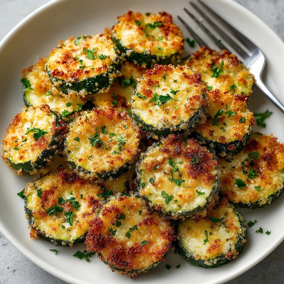 Homemade Crispy Parmesan Zucchini Chips, fresh from the oven, smells wonderfully savory.