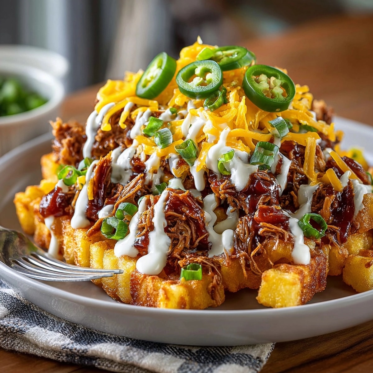 Crispy BBQ Ranch Loaded Tater Fries drizzled with zesty homemade ranch dressing – a crowd-pleasing appetizer.