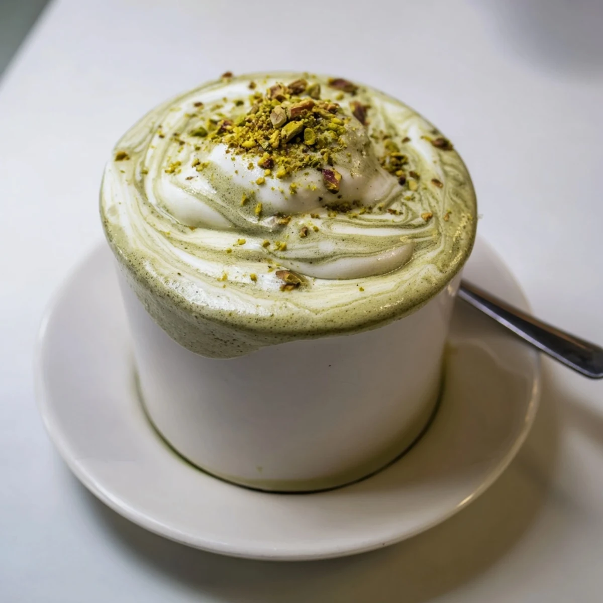 Delicious pistachio milk latte with a hint of vanilla and nutty goodness.