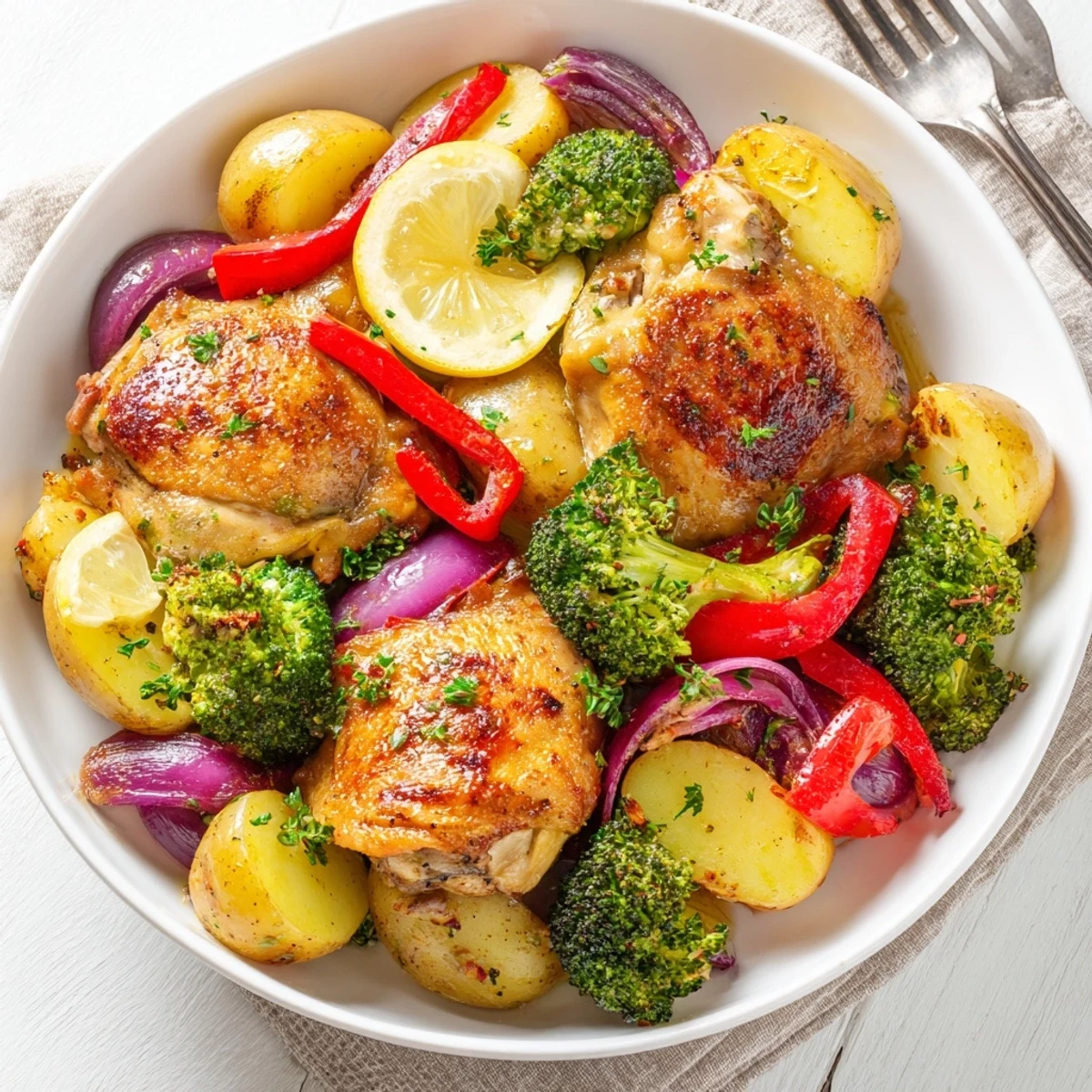 Sizzling Lazy Gourmet Chicken & Vegetable One-Pot meal, bursting with vibrant colors and flavors.  