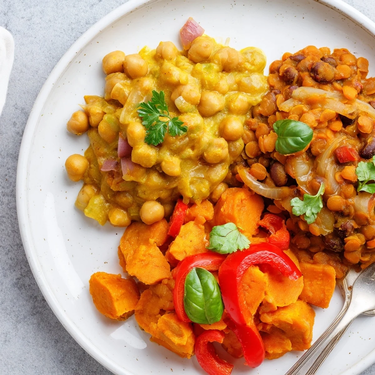 Colorful single-pan global curries ready to serve, enticing flavors from each world cuisine.