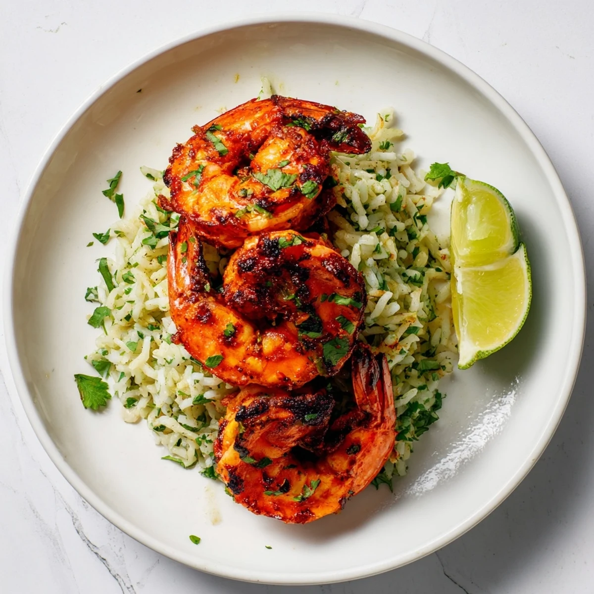 Chipotle lime grilled shrimp & rice features tender grilled shrimp atop fluffy, flavorful cilantro lime rice, a delightful dinner.