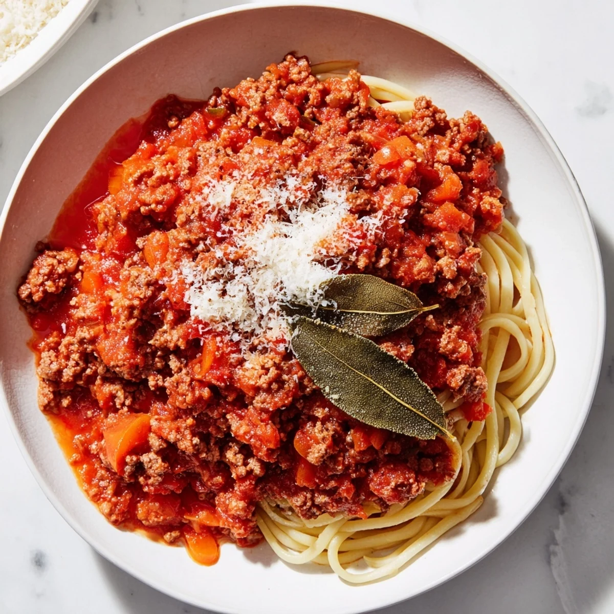 Steaming bowl of Classic Tuscan Ragu, rich meat sauce bubbling, ready to be served over pasta.