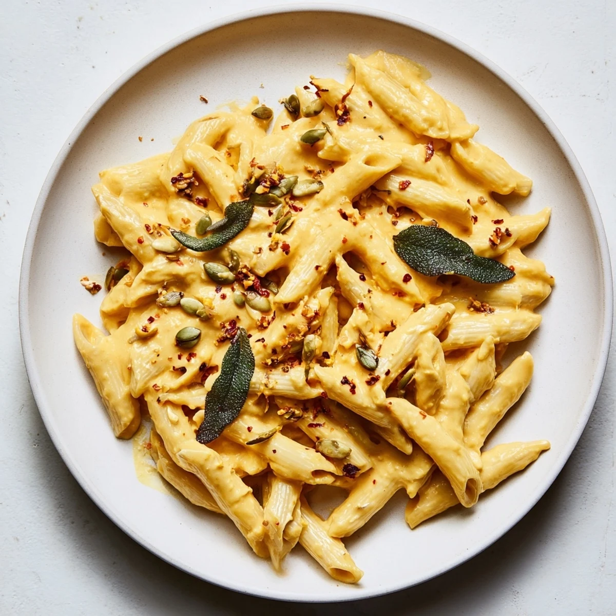 Tender pasta coated in a creamy pumpkin sauce, this Vegan Creamy Pumpkin Pasta looks delicious.
