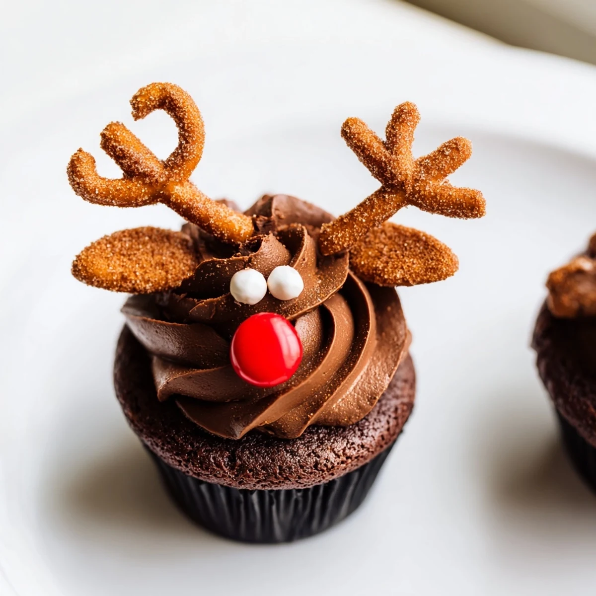 Delicious Reindeer Holiday Dessert Platter featuring adorable reindeer cupcakes, perfect for Christmas celebrations.