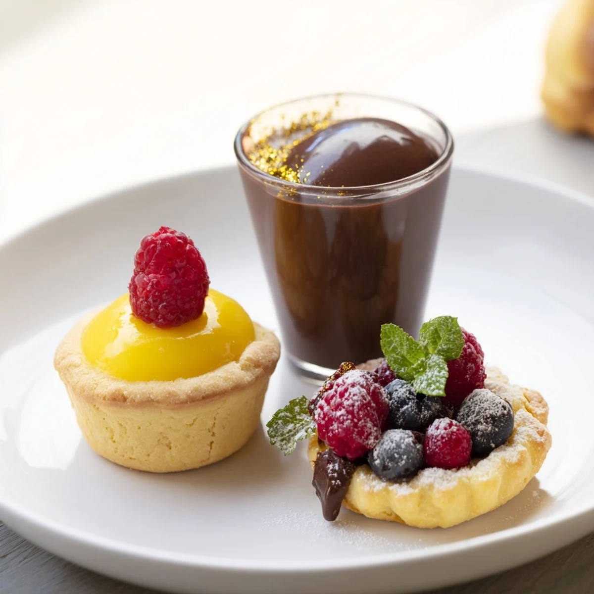 Visually stunning, the Assiette de Desserts Starry Delight offers a delicate array of textures and tastes on one plate.