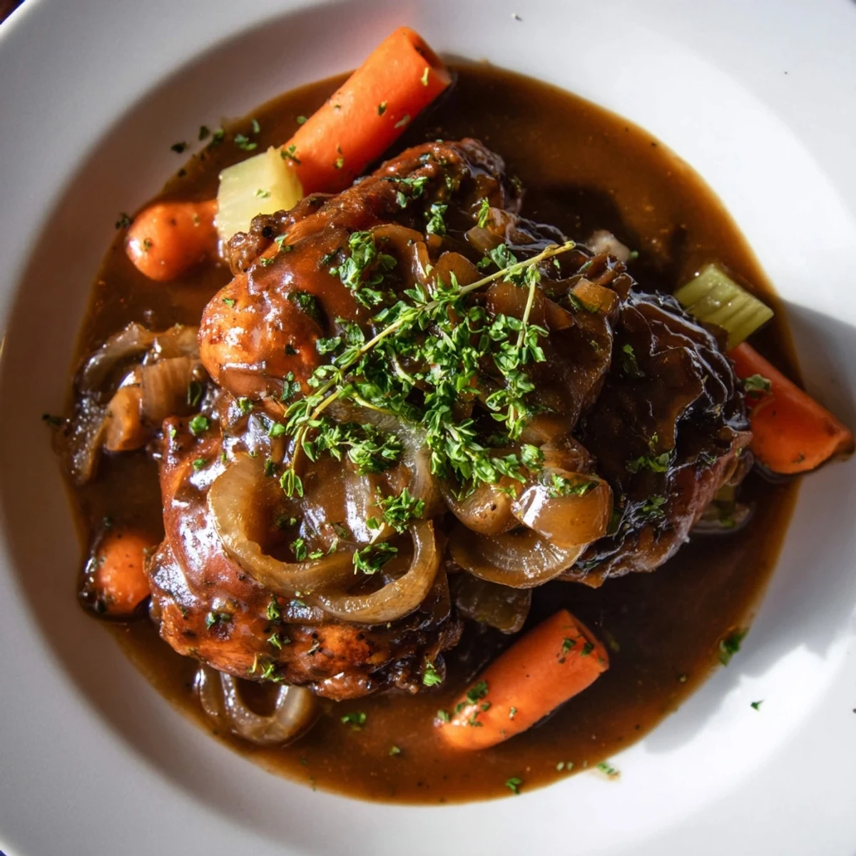 This Southern Georgia Pot Roast Chicken showcases tender, fall-apart chicken served with a comforting, flavorful gravy.