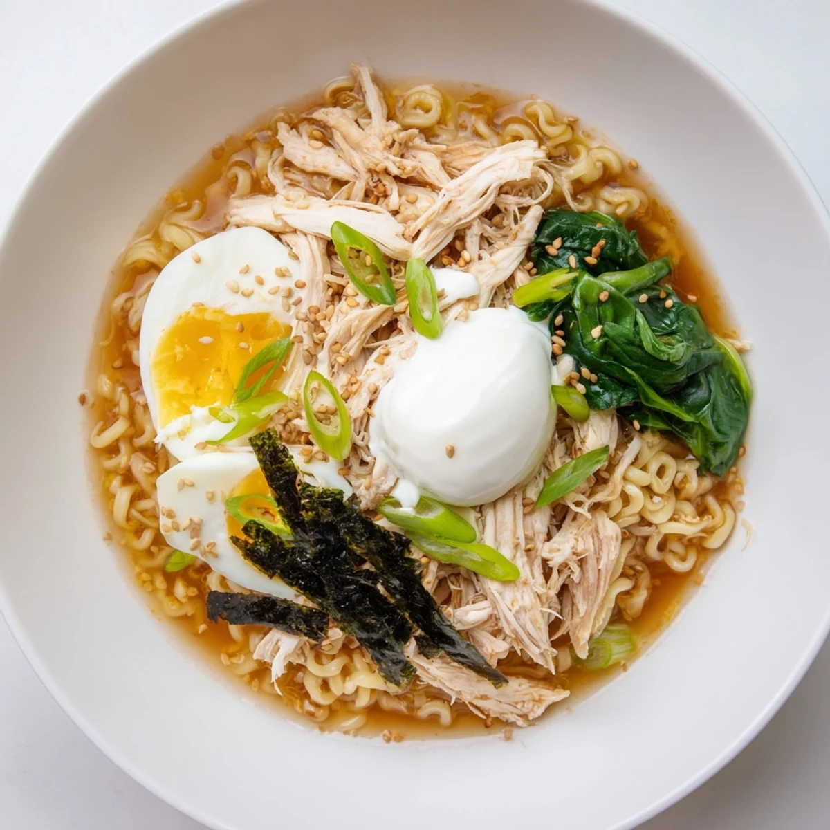 This quick Chicken Ramen with Kewpie Mayo features tender chicken, rich broth, and sesame seeds.