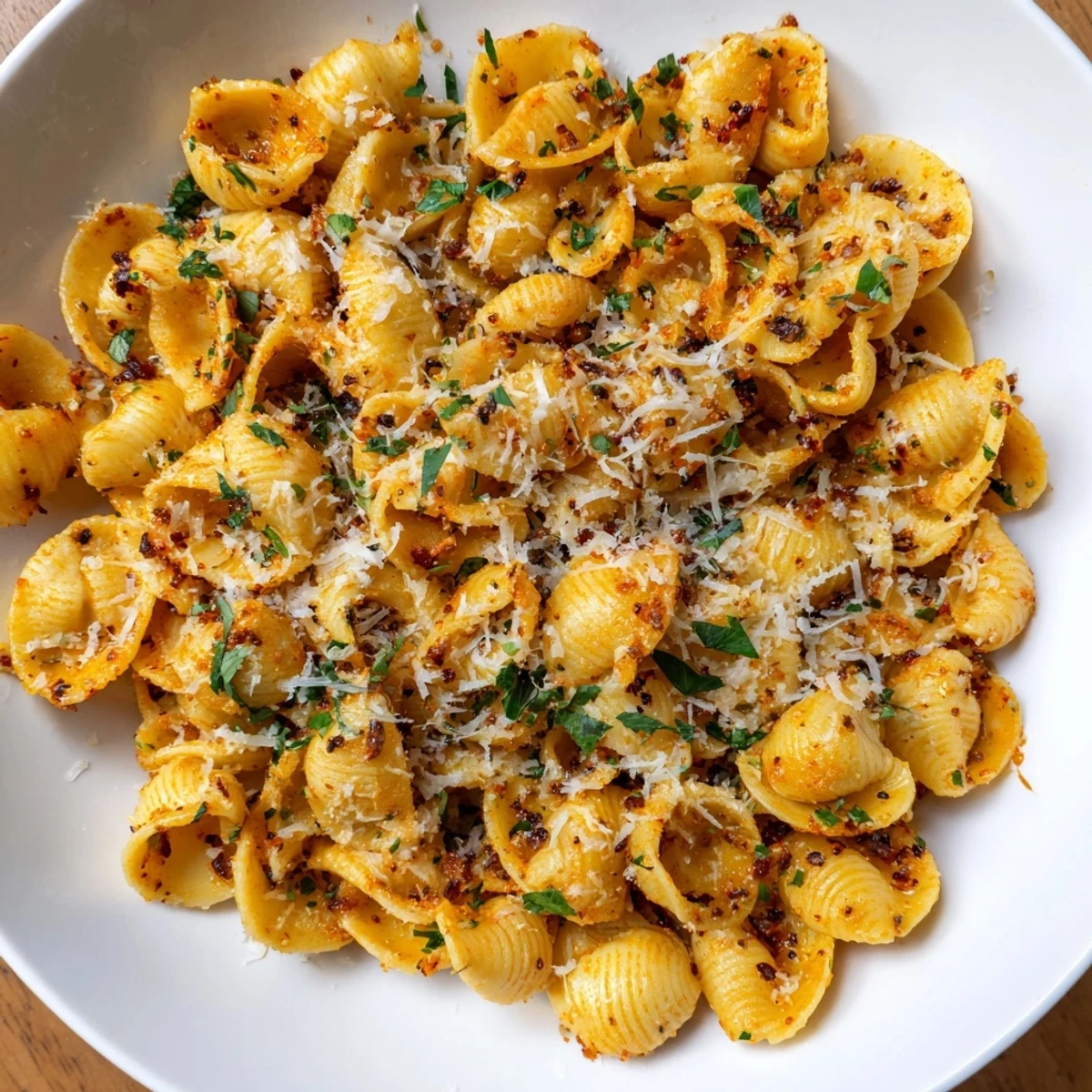 Air Fryer Pasta Gnocchi: A plate of crunchy pasta shells with Italian herbs, ready to enjoy.