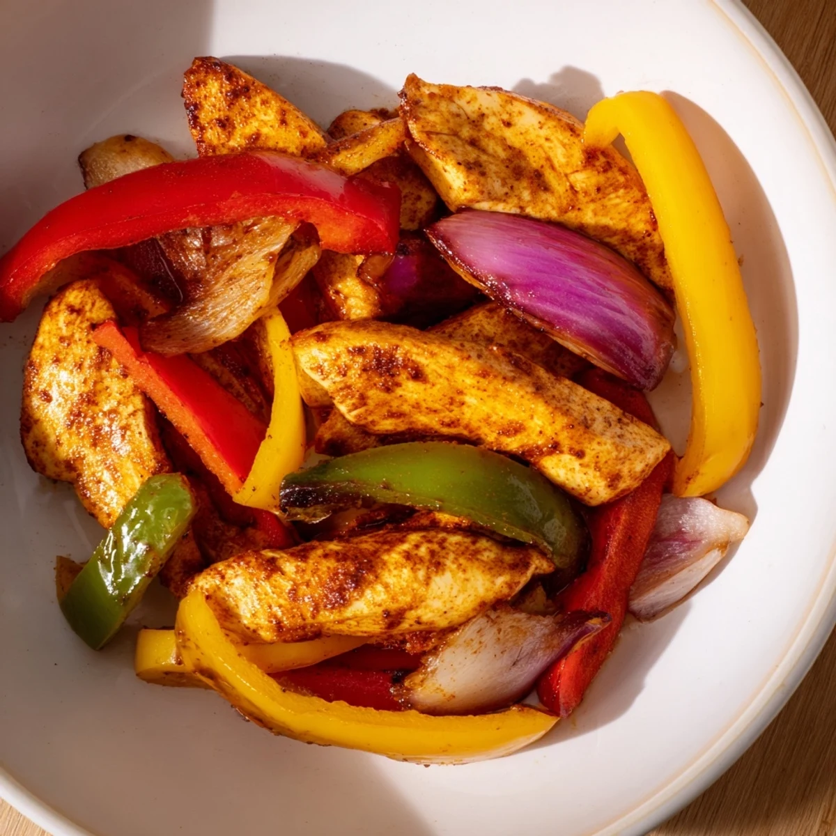 Sheet pan chicken fajitas bursting with flavors, served with warm tortillas and fresh cilantro.