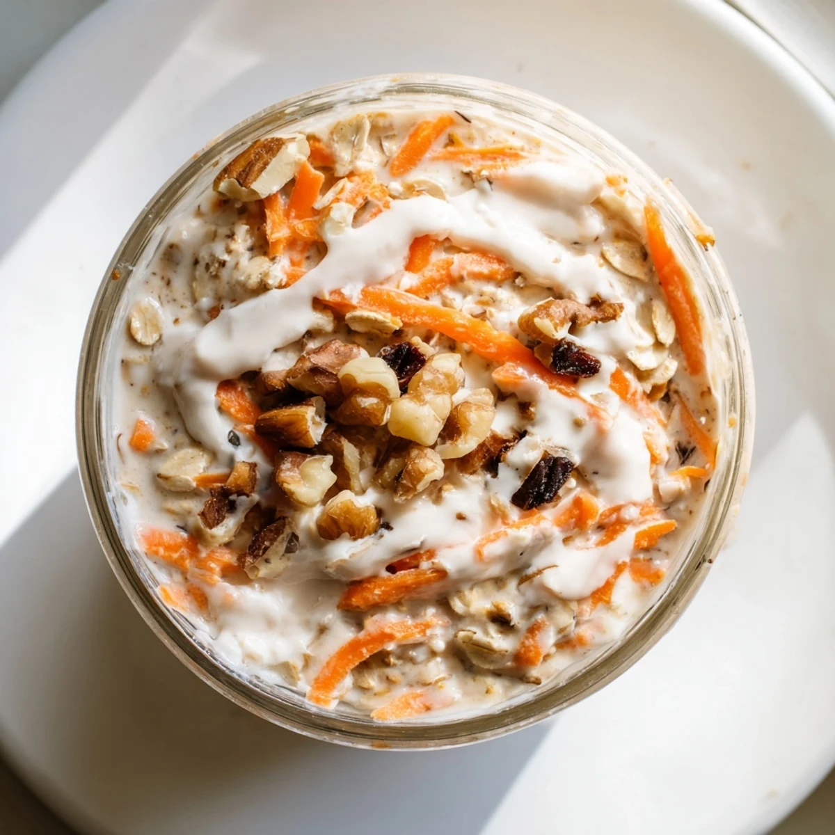 Sweet and comforting Carrot Cake Overnight Oats, a delicious and easy American breakfast recipe.