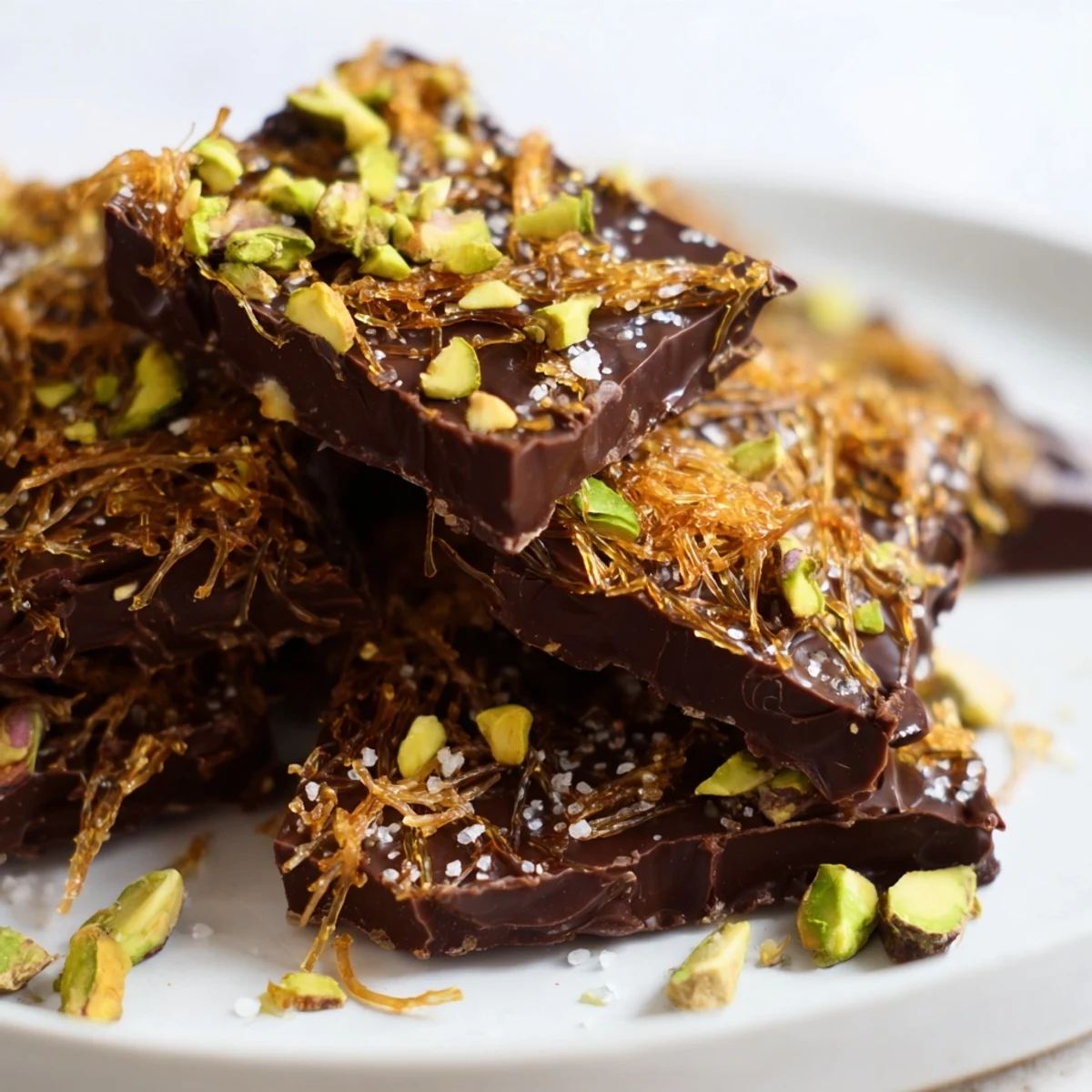 Rich and decadent Kataifi Chocolate Crunch Bark, a perfect, flavorful dessert for any occasion.