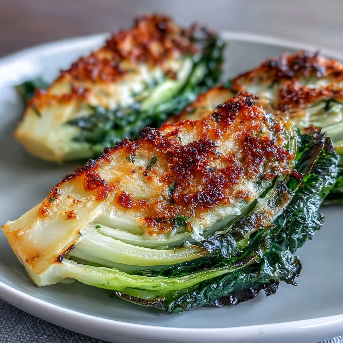 Golden roasted cabbage wedges with crispy Parmesan and garlic, served hot as a savory vegetarian side dish.