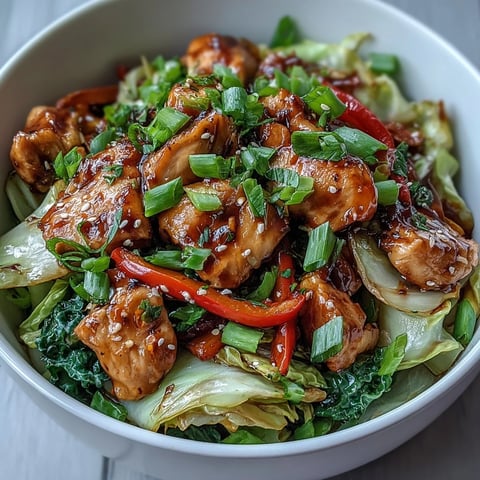 Sizzling Chicken Cabbage Stir-Fry with crisp vegetables and a glossy, savory sauce.