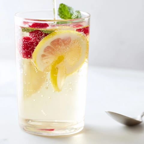 Colorful fermented drinks in glass bottles, featuring lime slices and fresh ginger accents.  