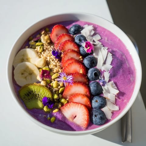 Colorful Vibrant Smoothie Bowls with Unexpected Twists, showcasing creamy textures and tropical flavors.  