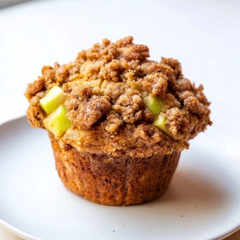Warm, freshly baked Tasty Apple Muffins, showcasing a delightful crumb topping, ready to eat.