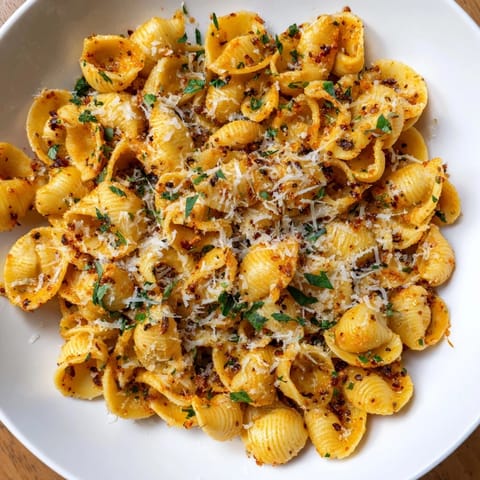 Air Fryer Pasta Gnocchi: A plate of crunchy pasta shells with Italian herbs, ready to enjoy.