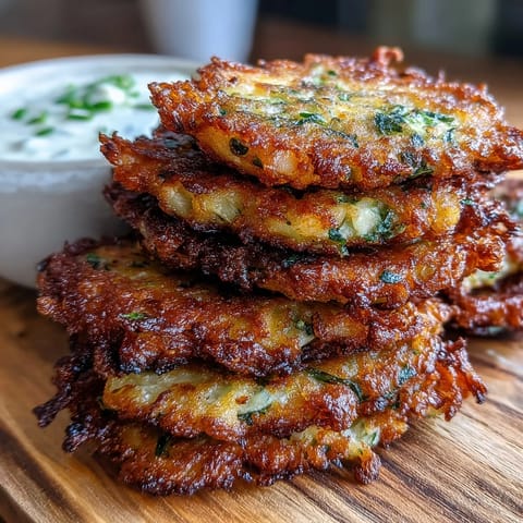 A hand holding a Cabbage Fritters With Dipping Sauce near a small white ramekin of creamy dip on a rustic table.