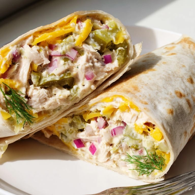 Tangy Ranch Pickle Chicken Melt Wraps: A quick and flavorful lunch idea.