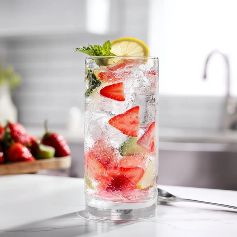 Colorful mocktails infused with strawberries, lemon, and herbs for a healthy drink.  