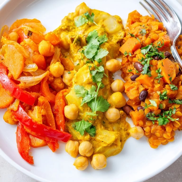 Aromatic Indian chickpea curry simmering with spices, garnished with fresh cilantro sprigs.