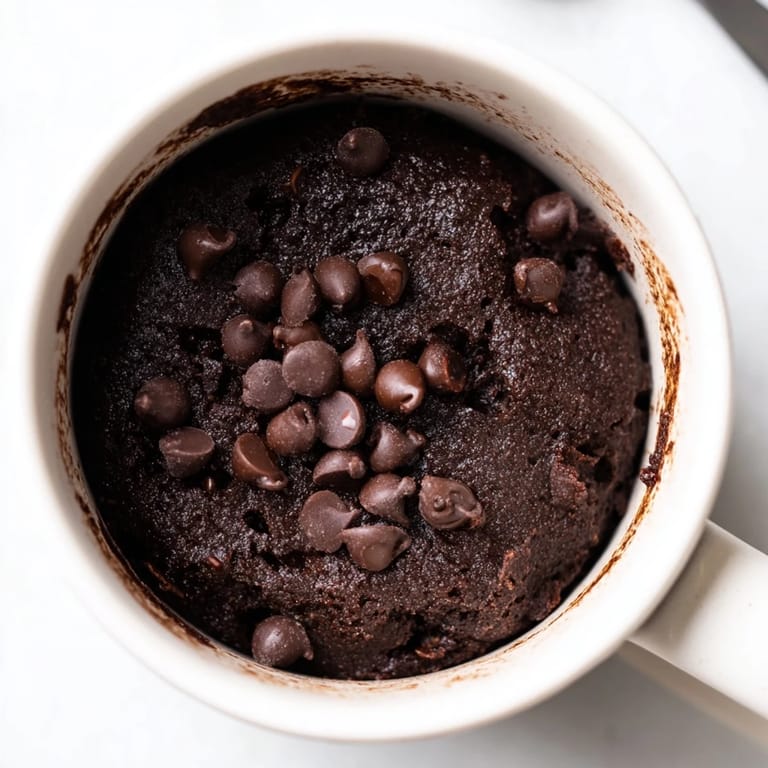 Enjoy a quick and easy, gooey Microwaved Mug Cake, served warm directly from the mug.