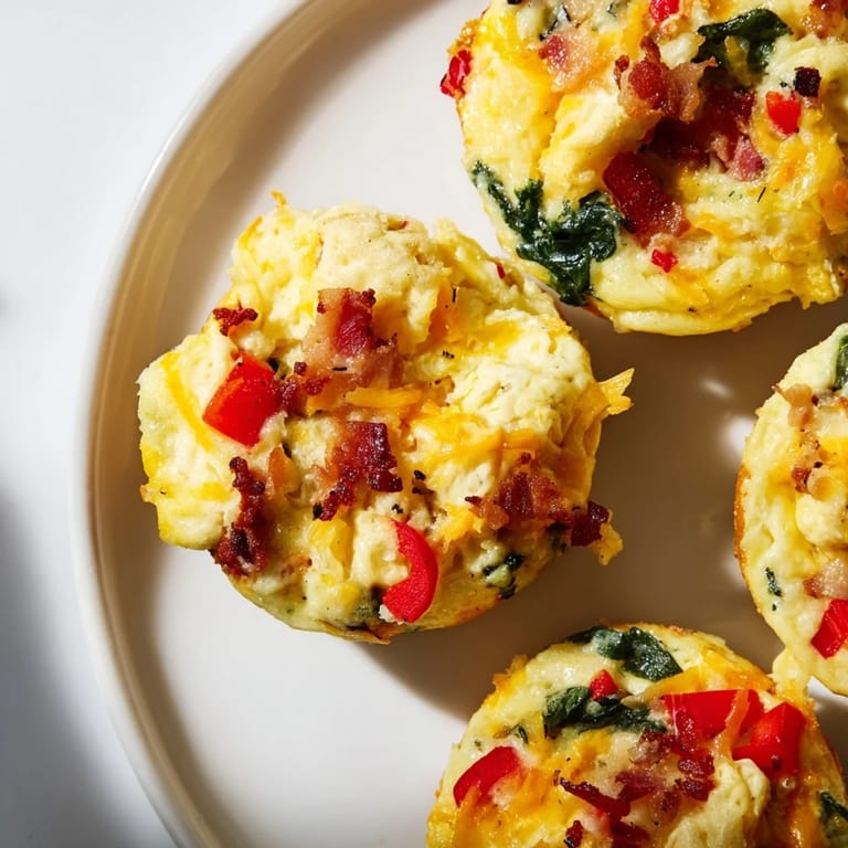 A close-up of delicious baked One-Pot Breakfast Casserole Muffins, perfect for meal prep, bursting with flavors.