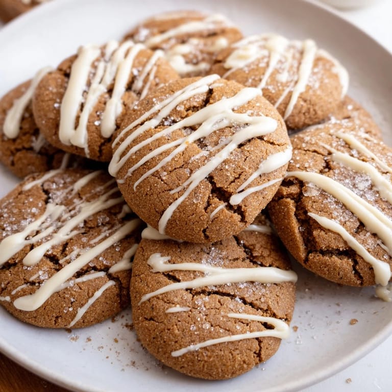 Warm gingerbread latte cookies, sugared, fresh from the oven, offering comforting aromas.
