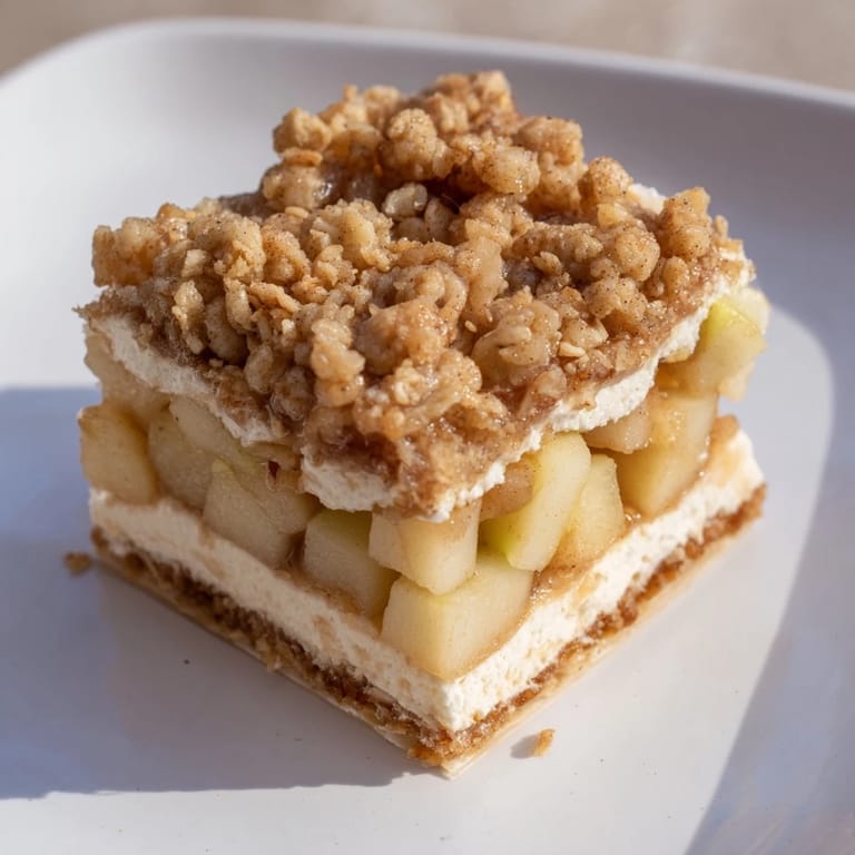 Warm spices and sweet apples star in these easy homemade Apple Crisp Cheesecake Bars.