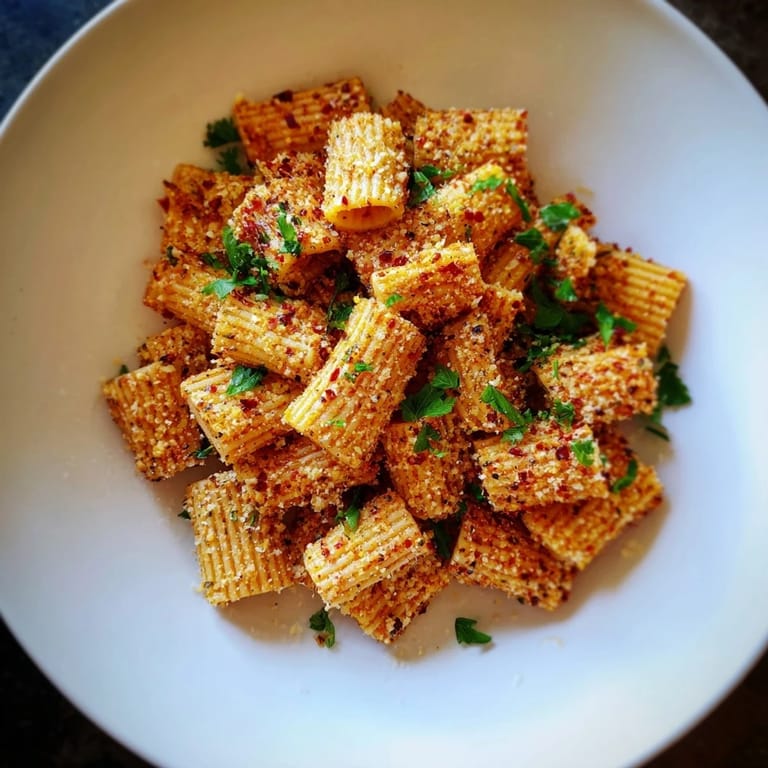 Get ready to crunch on these savory Spicy Lemon-Parmesan Pasta Chips, coated perfectly in Parmesan and chili.