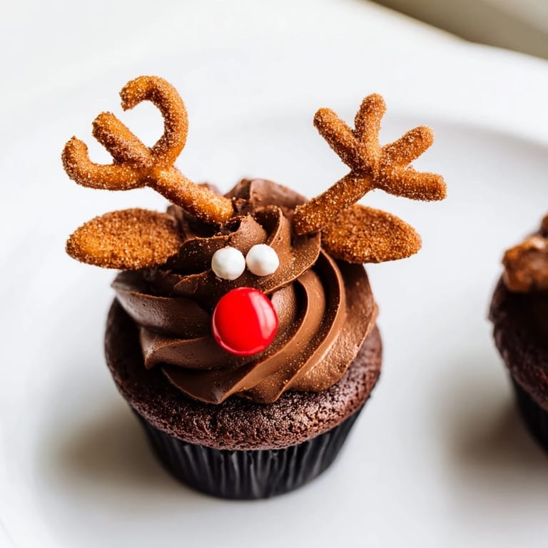 Delicious Reindeer Holiday Dessert Platter featuring adorable reindeer cupcakes, perfect for Christmas celebrations.