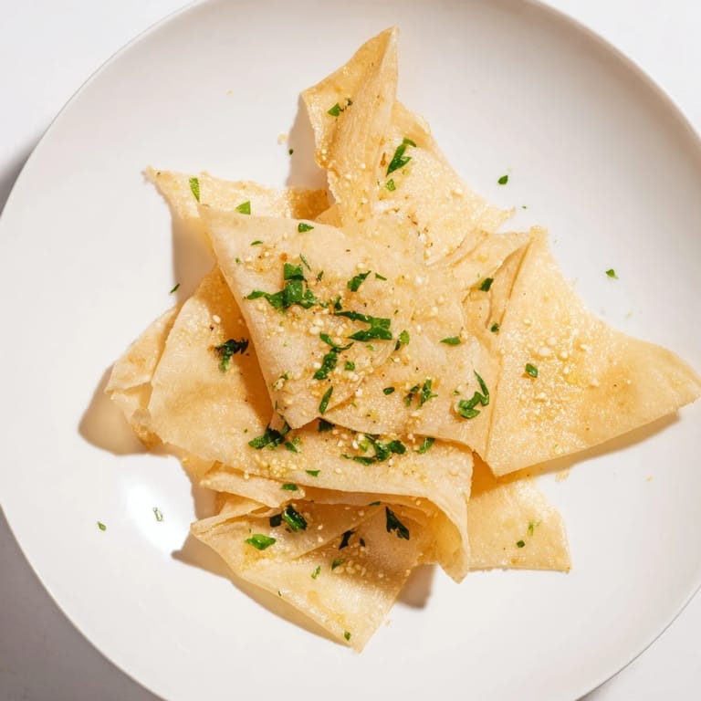 Enjoy the irresistible crunch of these homemade garlic lumpia chips, perfect with your favorite dip.