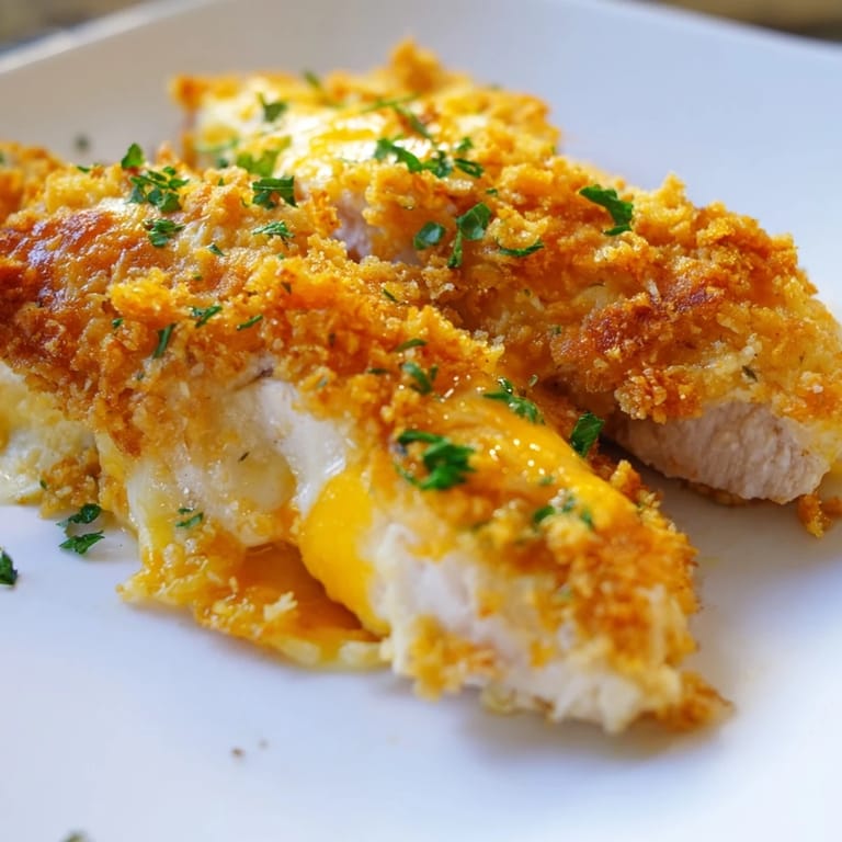 Imagine the crispy breadcrumb topping on this flavorful Cheesy Baked Chicken Breast, baked to golden perfection.