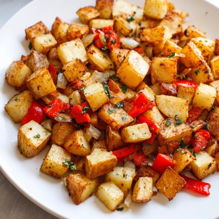 Golden brown Air Fryer Breakfast Potatoes, perfectly seasoned and cooked, look delicious for a hearty meal.