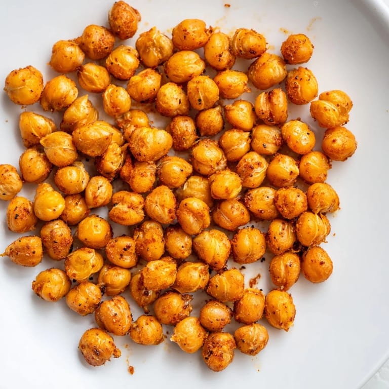 Enjoy a bowl of savory crispy chickpea snack, with visible spices clinging to each crunchy chickpea.