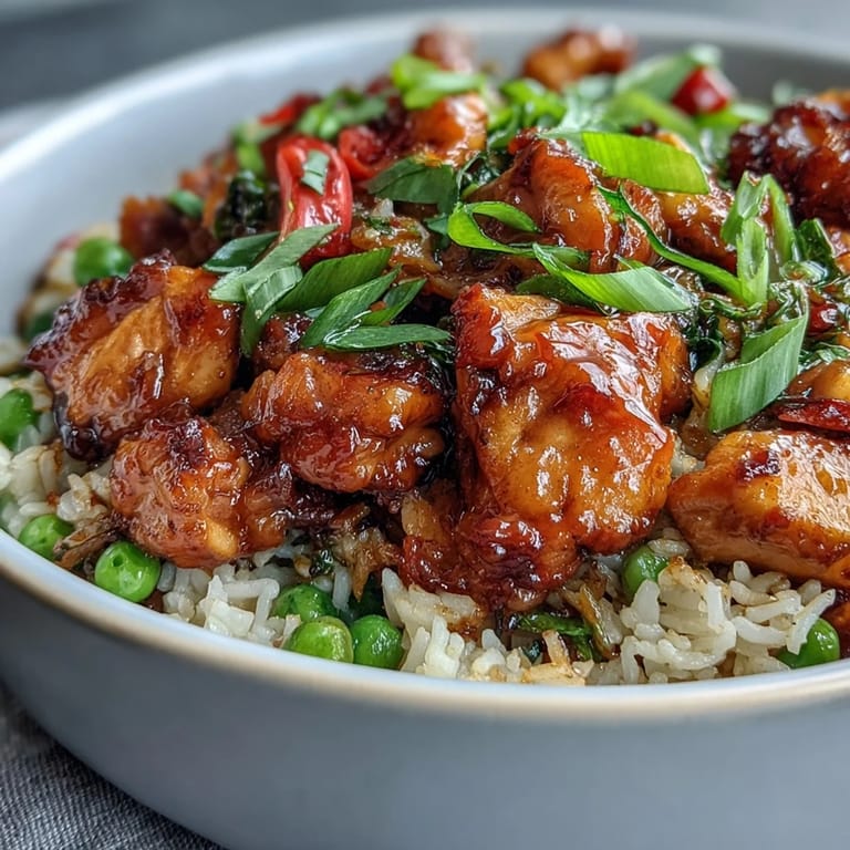 A close-up of One-Pan Bold Honey BBQ Chicken Rice, steam rising, ready for a family dinner.