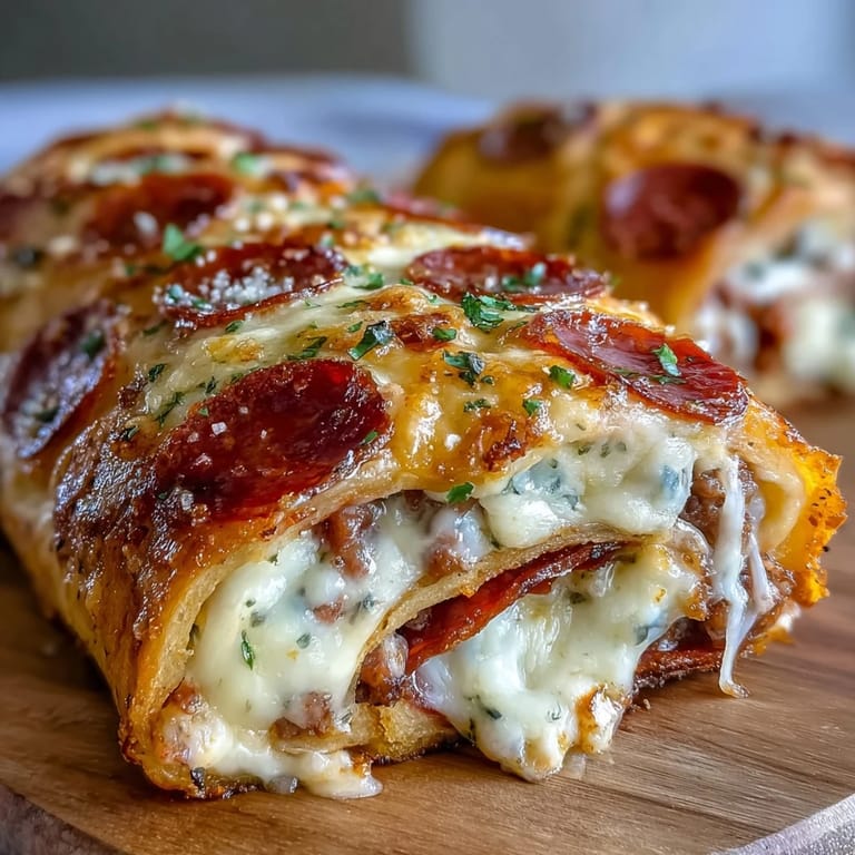 Twelve Irresistible High Protein Pepperoni Pizza Rolls arranged on a baking sheet, brushed with olive oil and topped with Parmesan and herbs.