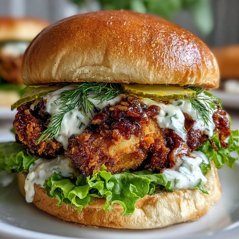 A close-up of the Spicy Chicken Sandwich revealing ultra-crispy breading and a luscious, tangy sauce inside the toasted bun.