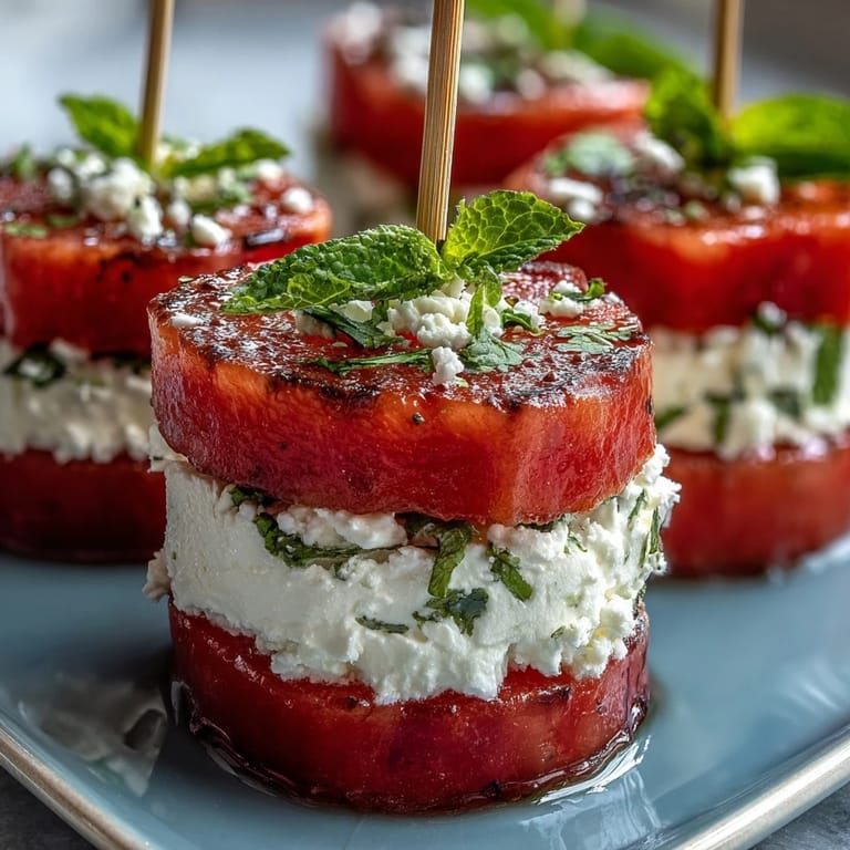 Colorful watermelon feta bites, a perfect easy appetizer for summer gatherings.